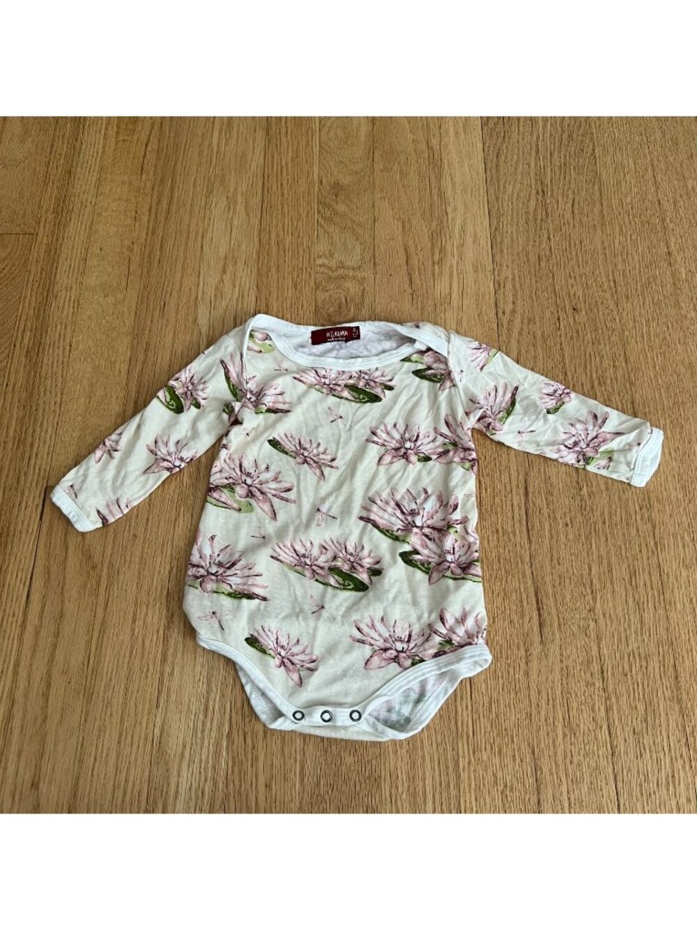 Milkbarn Lily Pad Long Sleeve Bamboo Bodysuit Size 12-18 Months